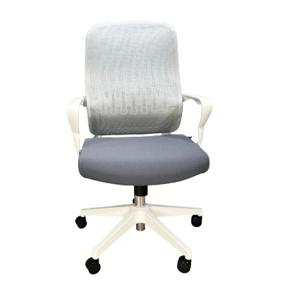 Ghế làm việc có giá đỡ lưng chống đau vai lung cong vẹo cột sống CE4543-2M Nội thất Capta Ghế nhân viên lưng lưới nệm vải lưới màu xám khung chân nhựa màu trắng nâng hạ ngã gật gù tiện lợi office chair