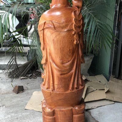 TƯỢNG PHẬT DI LẶC CHÚC PHÚC BẰNG GỖ HƯƠNG ĐÁ KT 120×37×34CM