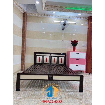 Giường sắt hộp kiểu giả gỗ ĐẠI THÀNH 1m6 x 2m