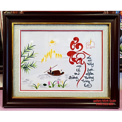 TRANH THÊU THƯ PHÁP CHỮ -TRI ÂN - ƠN CÔ -ƠN THẦY 