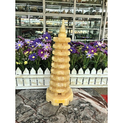 Tháp văn xương 9 tầng phong thủy đá ngọc hoàng long - Cao 28 cm