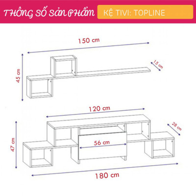 Kệ tivi gỗ công nghiệp cho phòng ngủ SMLIFE Topline