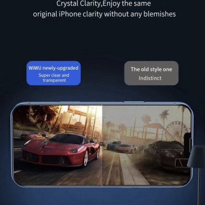 Kính cường lực Wiwu tự lấy bụi Dành Cho Iphone Có Màng Che Loa, Chống Vân Tay, Chống Dầu - Hàng Chính Hãng