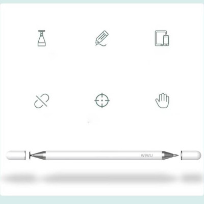 Bút cảm ứng stylus 2 đầu 2 in 1 hiệu WIWU Pencil One cho iPad Pro / iPhone / Android / màn hình cảm ứng các loại / Samsung Huawei Oppo Xiaomi Nokia (cảm ứng siêu mượt mà, dung lượng pin cao, thiết kế thời trang) - Hàng nhập khẩu