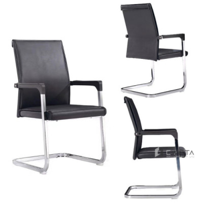 Ghế phòng họp nệm giả da CV4601-P Nội thất Capta Ghế trình ký nệm da pvc màu đen chân thép cố định tại hcm