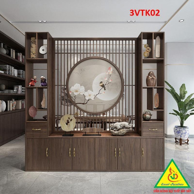 Vách ngăn phòng khách nhà bếp, Tủ kệ vách ngăn phòng 3VTK02 - Nội thất lắp ráp Viễn Đông ADV