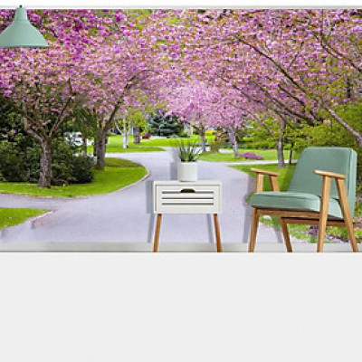 TRanh dán tường 3d con đường hoa đào PC51