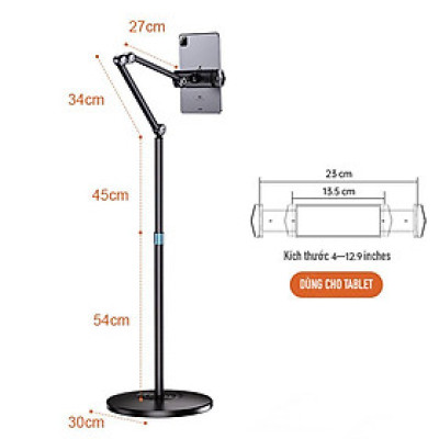 Giá đỡ cho iPad để sàn livestream, giải trí, chụp ảnh đa năng Zaki - Hàng Chính Hãng