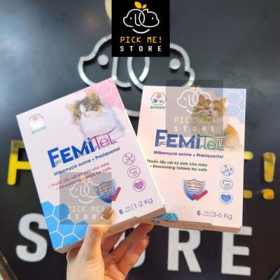 BOSSEN - FEMITEL Xổ Giun Sán, Phòng Ngừa Giun Tim cho Mèo dạng Viên