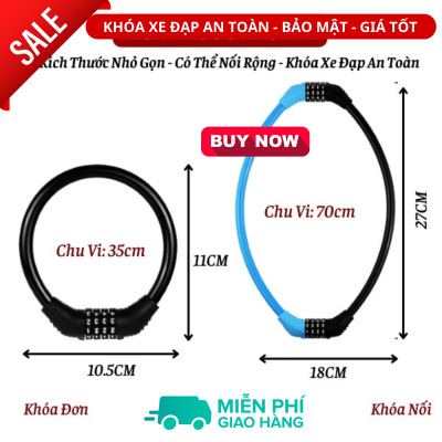 Khóa xe đạp thể thao tròn dododios chống trộm lõi thép, 4 số an toàn không cần chìa khóa tiện lợi - Hàng chính Hãng dododios