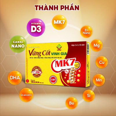 Vững cốt Vinh Gia - Bổ sung canxi,hỗ trợ ngăn ngừa loãng xương, gãy xương - hộp 20 viên [ LÔ HSD: T6/2025]