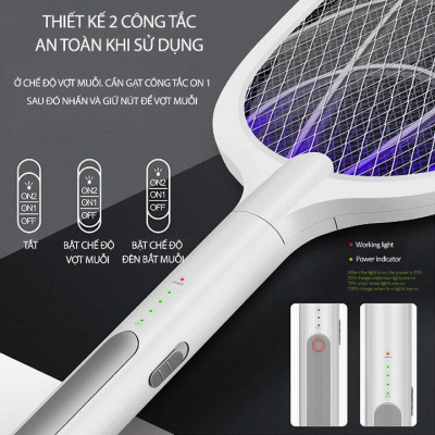 Vợt Muỗi Thông Minh Tự Động Bắt Muỗi Đa Năng 2 Trong 1 Tích Hợp Đèn Led Mã WD947  Loại Tốt, Hàng Chính Hãng
