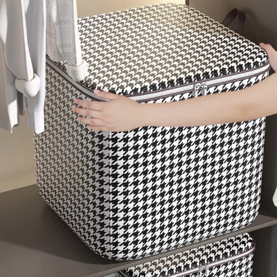 Túi Đựng Quần Áo Sọc Caro Trắng Đen  – Gấp Gọn, Đựng Đồ Tiện Lợi, Có Quai Xách