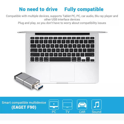 Ổ đĩa EAGET F90 Metal U Disk 64GB flash di động USB3.0 Tốc độ cao có thể thu vào Business U Disk cho máy tính xách tay PC