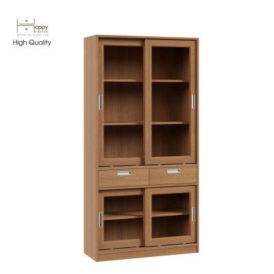 [Happy Home Furniture] LUCA, Tủ sách 2 ngăn kéo - 4 cánh lùa, 90cm x 35cm x 180cm ( DxRxC), TCL_011
