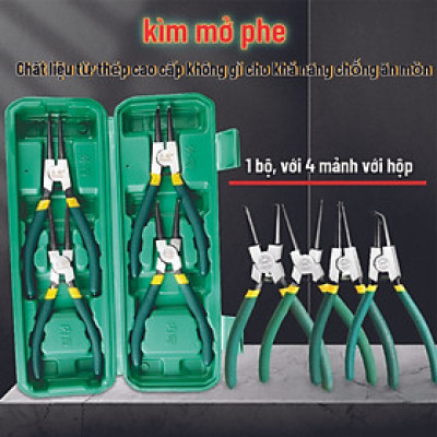 Kềm mở phe 7inch bộ 4 món- Kìm mở phe đa năng, kìm phanh, kìm mở phe trong, kìm mở phe ngoài