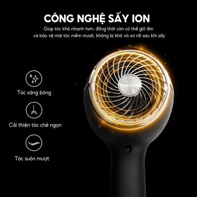 Máy sấy tóc 2 chiều nóng lạnh Lebenlang LBL3066, 2400W, hai đầu sấy cùng công nghệ ion chống xơ rối làm suôn mượt bảo vệ tóc, bảo hành 2 năm - hàng chính hãng