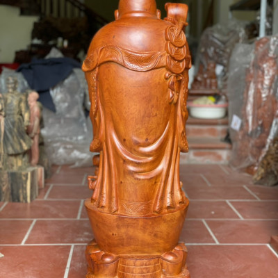 Tượng phật di lặc chúc phúc bằng gỗ hương đá kt cao 120×37×34cm
