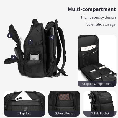 Ozuko Ba lô nam dung tích lớn Sử dụng hàng ngày Túi Mulit Ba lô du lịch chống nước