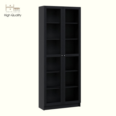 HAPPY FURNITURE , Kệ sách 6 tầng cửa kính - CATY, KSA_074 , 80cm x 30cm x 202cm DxRxC