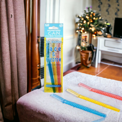 Dao Cạo Lông Mặt Lưỡi Đơn Kai Can EyeBrow Caml 06685-3P4 (Set 3 cây)