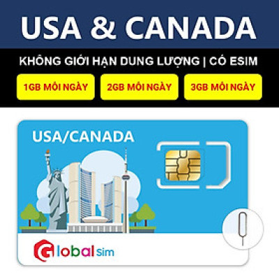 SIM DU LỊCH MỸ & CANADA - KHÔNG GIỚI HẠN DATA (HÀNG CHÍNH HÃNG)