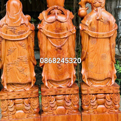 Bộ tượng phật tam đa phúc lộc thọ bằng gỗ hương đá kt 60×18×15cm 