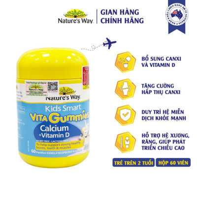 Canxi + Vitamin D cho trẻ 2-11 tuổi Gummies Calcium Vitamin D Nature