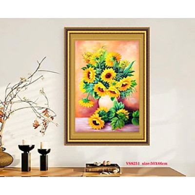 Tranh thêu kín Hoa hướng dương vs8251, kích thước 50 x 66 cm