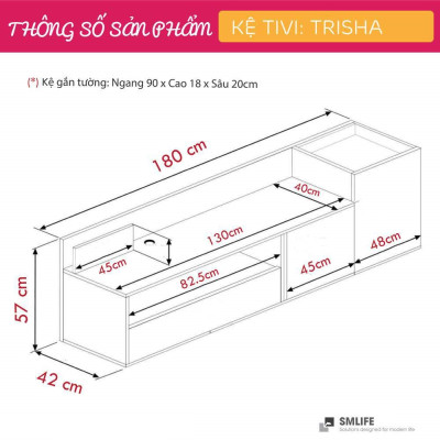 Kệ để tivi phòng ngủ phong cách hiện đại SMLIFE Trisha