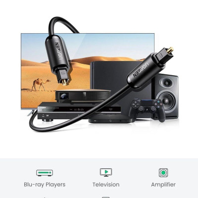 Ugreen UG70891AV122TK 1.5M cáp quang Toslink Optical đầu mạ vàng 24k âm thanh 7.1 màu đen - HÀNG CHÍNH HÃNG