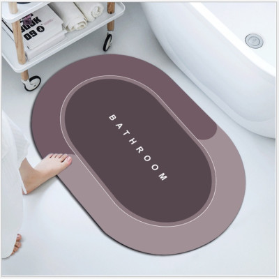Thảm Lau Chân Silicon Bầu Dục Siêu Thấm Hút - Thảm Chùi Chân Oval Nhà Tắm Có Đế Silicon Chống Trơn Trượt Giao Màu Ngẫu Nhiên