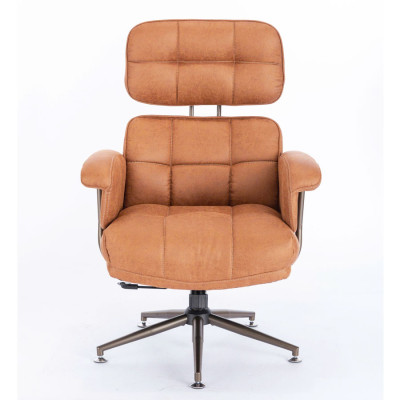 Ghế văn phòng chân có nút cố định đẹp hiện đại CM4610-P Nội thất Capta Ghế làm việc nệm da nappa  lưng cao thân xoay gật gù chân thép sơn tĩnh điện màu nâu Luxury Office Chair