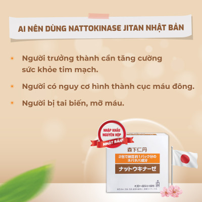 Hỗ trợ phòng ngừa tai biến, mỡ máu - Lẻ 3 Gói NATTOKINASE Jintan Nhật Bản (không có hộp)