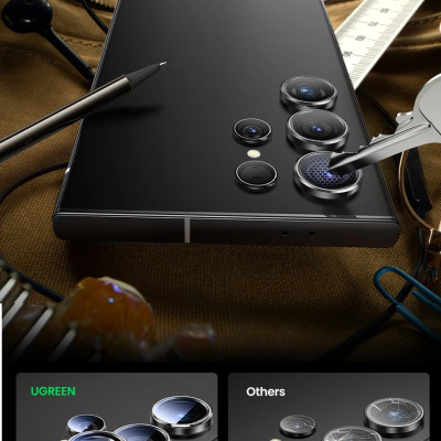 Tấm dán kính cường lực Camera cho Samsung Galaxy S22 Ultra / S23 Ultra / S24 Ultra hiệu HOTCASE KUZOOM AR - công nghệ kế dính tự động, mặt kính AGC sắc nét với độ cứng 9H, trang bị khung tự dán dễ dàng tự dán ở nhà - Hàng nhập khẩu