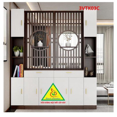 Vách ngăn phòng khách nhà bếp, Tủ kệ vách ngăn phòng 3VTK03A - Nội thất lắp ráp Viễn Đông ADV