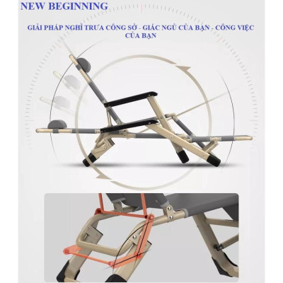 Folding Deck Chair Office Siesta Deck Chair Dual-use Outdoor Household Recliner Lazy Balcony Sun Lounge Chair Multifunctional./ Ghế xếp thư giãn, ghế xếp du lịch, giường gấp văn phòng, nội thất, ghế xếp gọn.