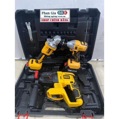 Bộ Combo Gồm Máy Khoan Đục Bê Tông, Máy Mài Và Máy Chuyên Vít Dùng Pin 199V 15 Cell, Máy Siêu Khỏe - Bảo Hành 1 Năm