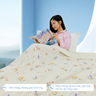 [CHĂN HÈ MÁT LẠNH] Mền lạnh I Cool Advance NIN House NM8032 2mx2m2 khủng long xanh | Chần Ice Silk lạnh như tencel, Chăn điều hoà nhiều độ