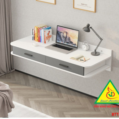 Bàn làm việc, bàn trang điểm treo tường bằng gỗ BTT402 - Nội thất lắp ráp Viễn Đông Adv 