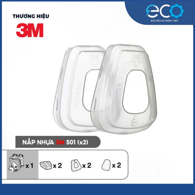 Mặt nạ phòng độc 3M 6800 với phin lọc 6001, 6003, 6006 kết hợp tấm lọc bụi 5N11 cùng nắp giữ 501 - Bộ mặt nạ chống độc 7 món lọc hơi hữu cơ xăng dầu phun sơn, chống độc, lọc bụi siêu mịn, vô cơ, hữu cơ