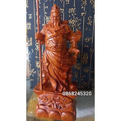 Tượng quan công trấn ải bằng gỗ hương đá kt 20×8×6cm 