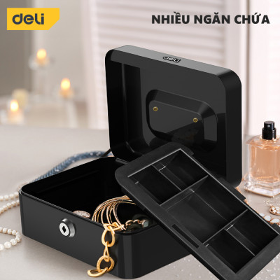 Hộp Đựng Tiền Kim Loại Deli Hộp Đựng Trang Sức Nhiều Ngăn Bảo Vệ Tài Sản Thiết Bị Nhà Cửa Văn Phòng Đại Lý Bán Hàng Chống Cháy Chống Gỉ 