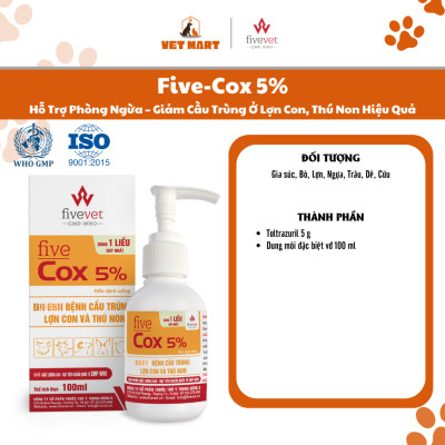 Five-Cox 5% | Hỗ Trợ Phòng Ngừa – Giảm Cầu Trùng Ở Lợn Con, Thú Non Hiệu Quả