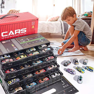Bộ Đồ Chơi Xe Ô Tô Container 48 Chiếc Mini – Quà Sinh Nhật Bé Trai – Đồ Chơi Mô Hình Xe Hơi Kèm Hộp Đựng - HÀNG CHÍNH HÃNG MINIIN