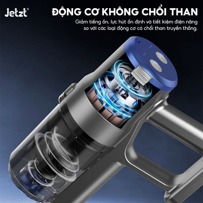 Máy hút bụi cầm tay không dây Jetzt XS27, làm sạch đa năng với đèn LED chiếu sáng - Hàng chính hãng