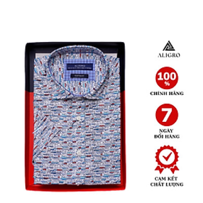 Áo sơ mi nam công sở họa tiết cộc tay Custom Fit mã ALGS-C87