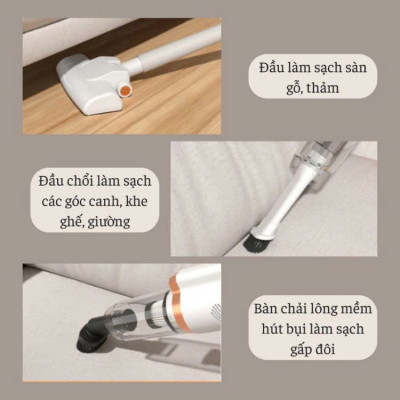 Máy Hút Bụi Cầm Tay Không Dây Công Suất 120W Wireless Vacuum Cleaner, Phù Hợp Để Trong Ô Tô, Văn Phòng, Phòng Ngủ Hút tóc, lông chó mèo, bụi bẩn - Hàng chính hãng