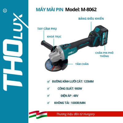 Máy mài góc dùng pin Tholux M-8062 900W 125MM (kèm pin và sạc) - Hàng chính hãng