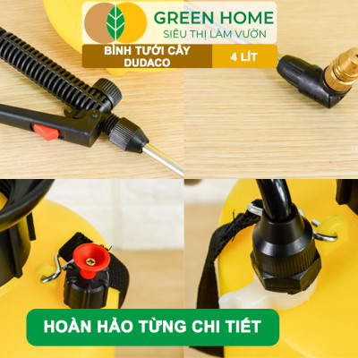 Bình Tưới Cây Dudaco, GreenHome, 4 Lít, Phun Xa 2 Chế Độ, Bơm Nhẹ Tay, Tưới Cây Phun Sương, Bền, Đẹp